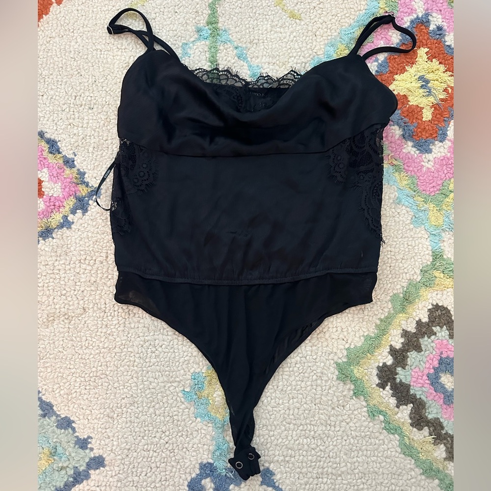 Forever 21 Black Satin and Lace Top